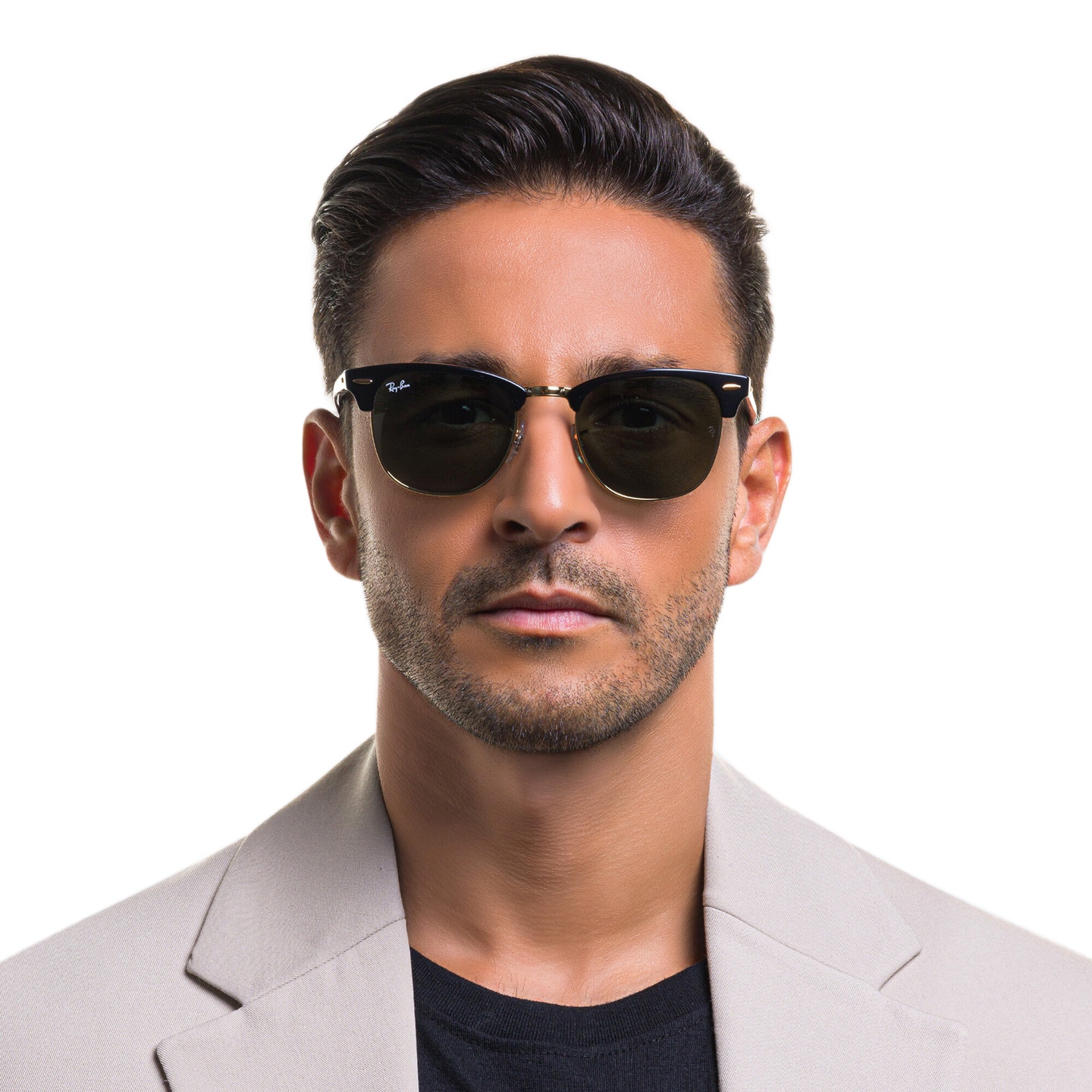 Shop Ray-Ban Clubmaster Square Sunglasses in Black online.