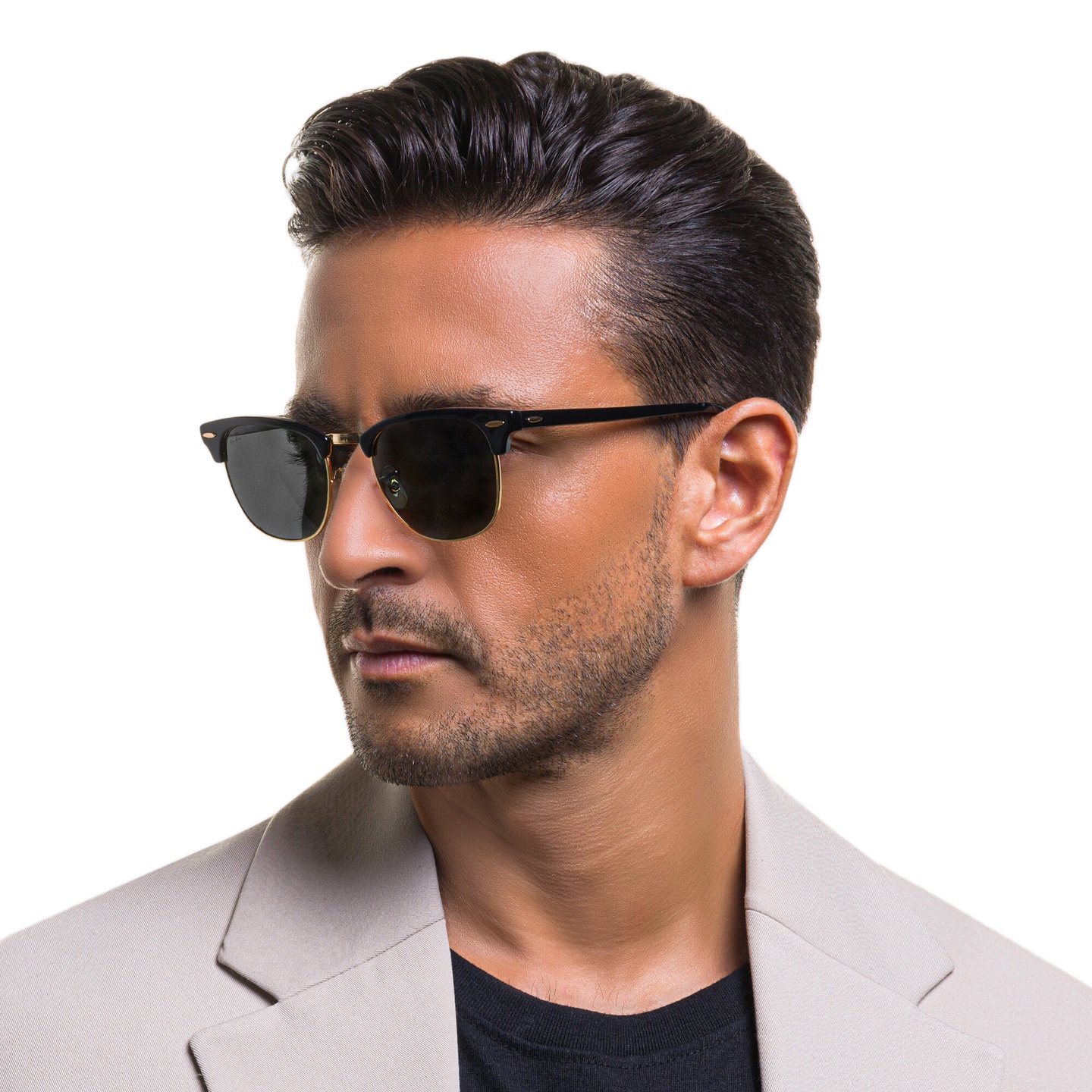Shop Ray-Ban Clubmaster Square Sunglasses in Black online.