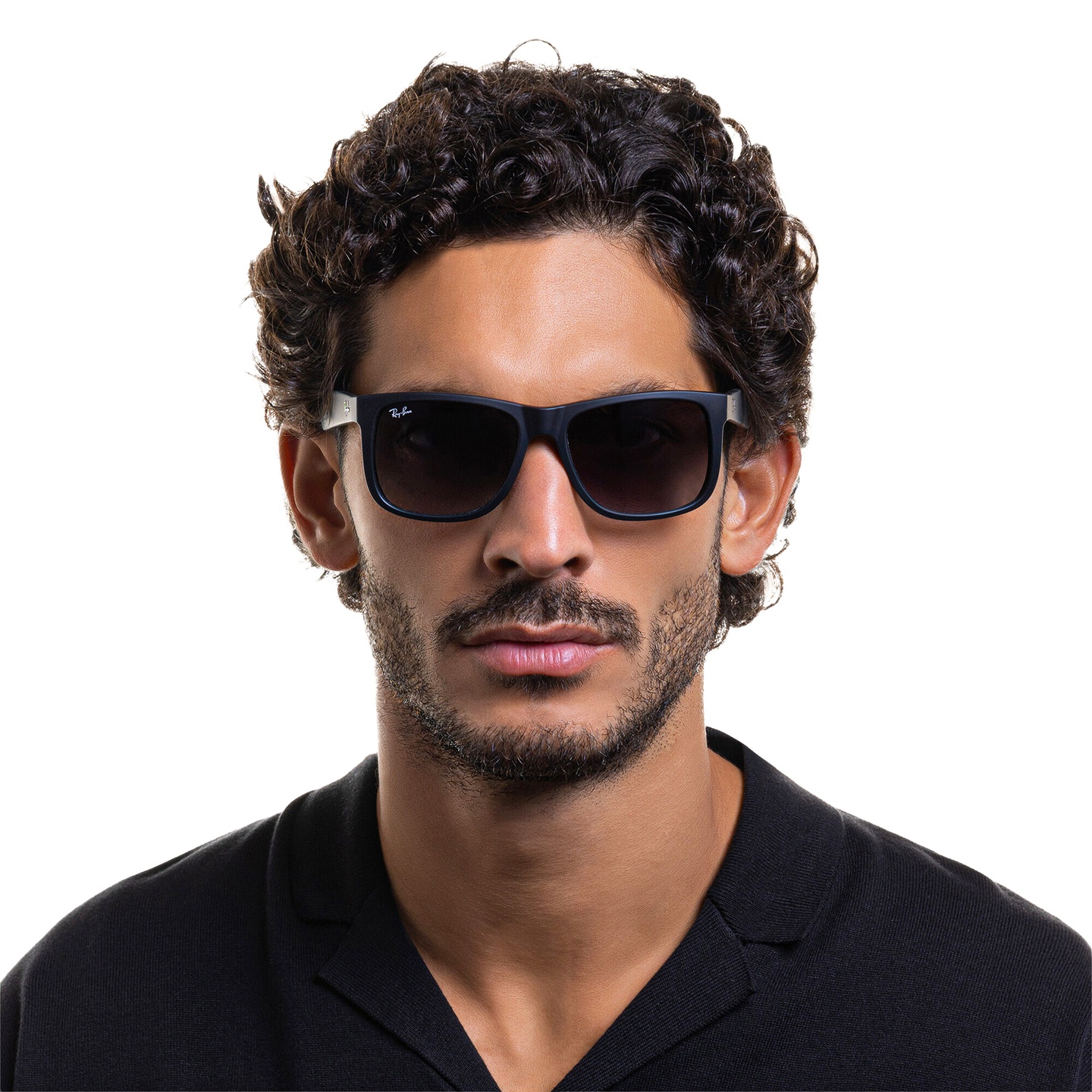 Shop Ray-Ban Justin Square Sunglasses in Matte Balck online.