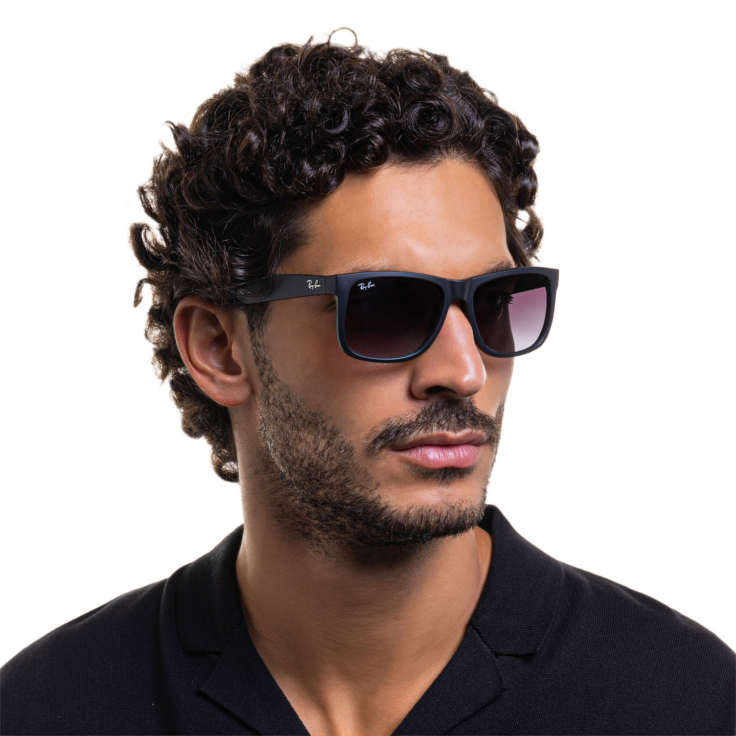 Shop Ray-Ban Justin Square Sunglasses in Matte Balck online.