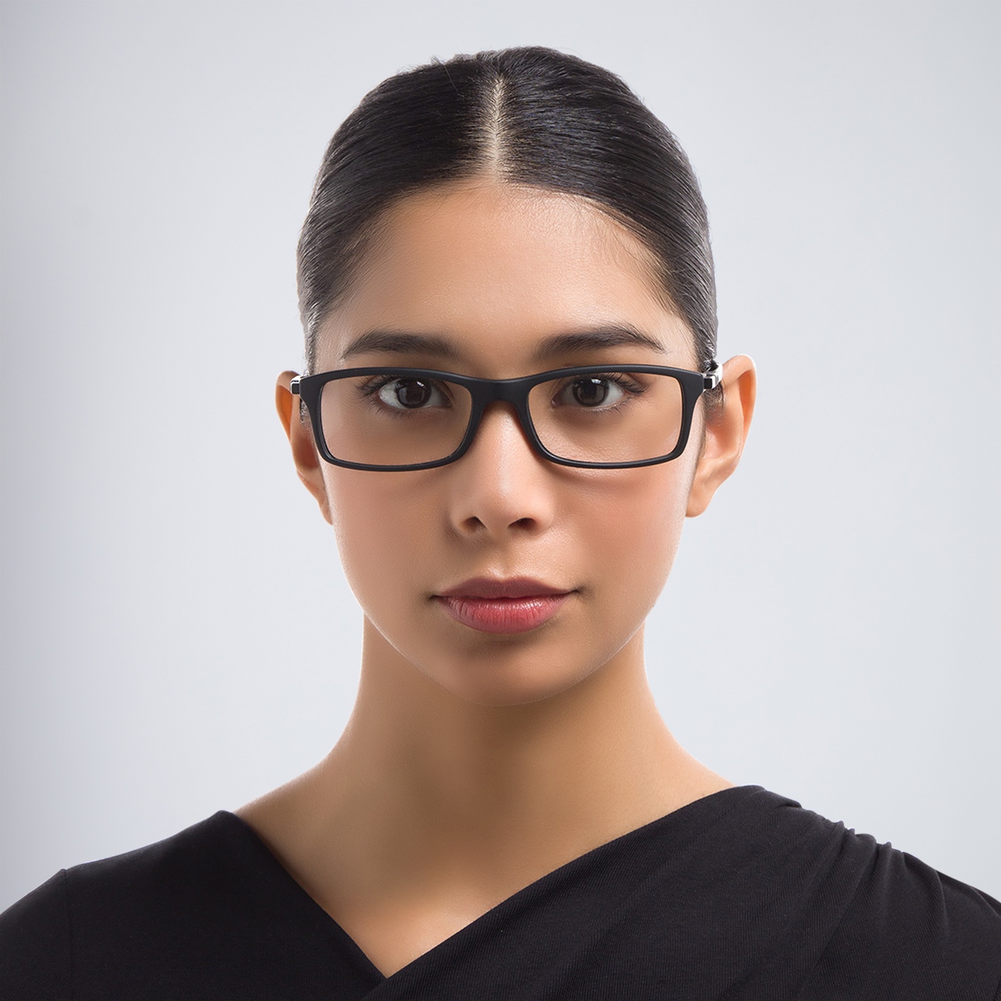Shop Ray-Ban Optics Unisex Rectangle Eyeglasses in Black online.