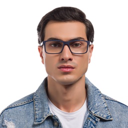 Shop Emporio Armani Wide Rectangle Eyeglasses in Dark Blue Rubber online.