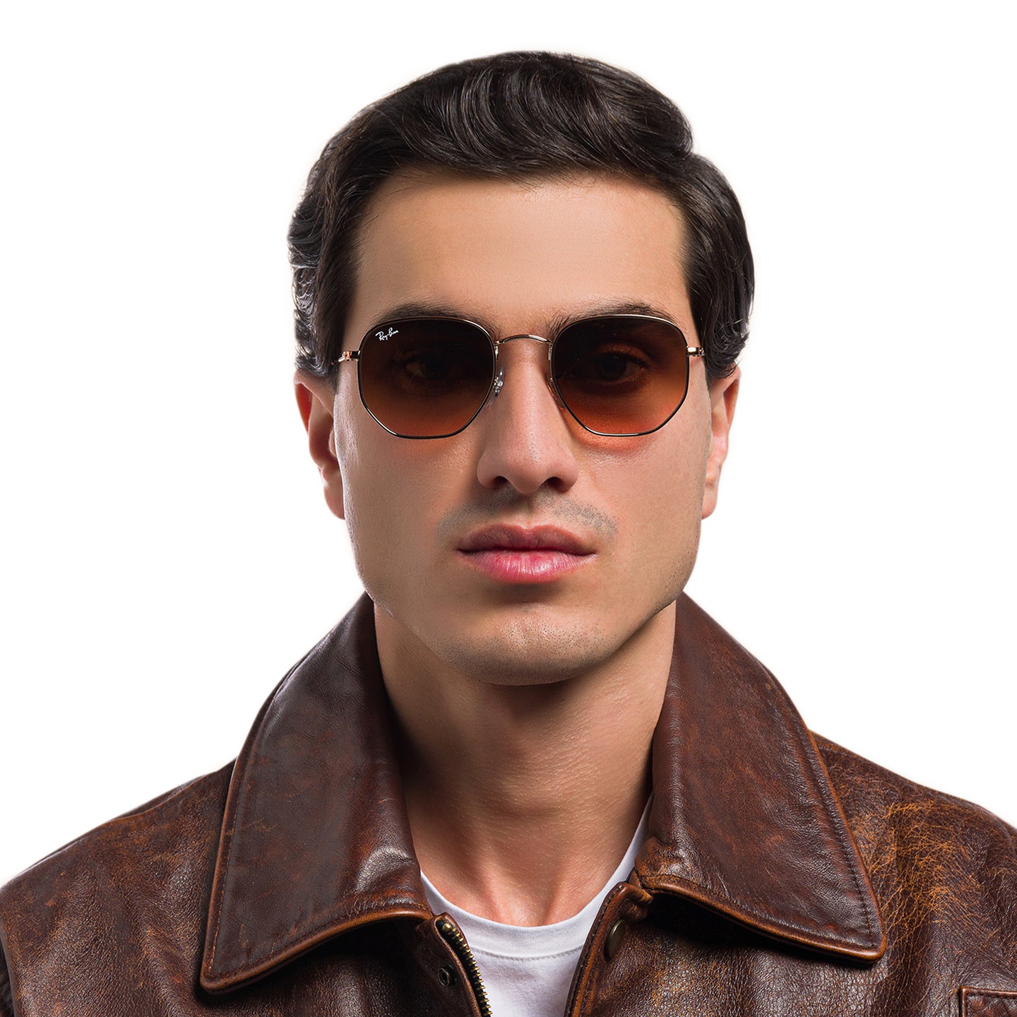 تسوق نظارات شمسية سداسية بعدسات مسطّحة راي بان بلون نحاسي أونلاين.