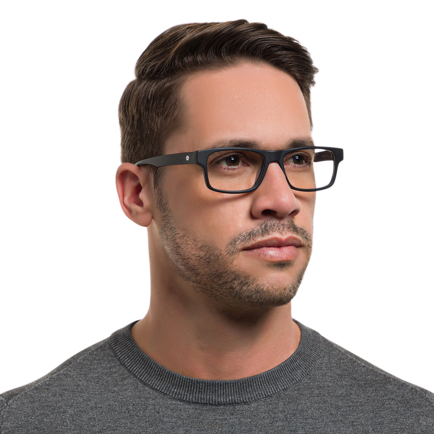 Shop EYE'M Rectangle Eyeglasses in Matte Black online.