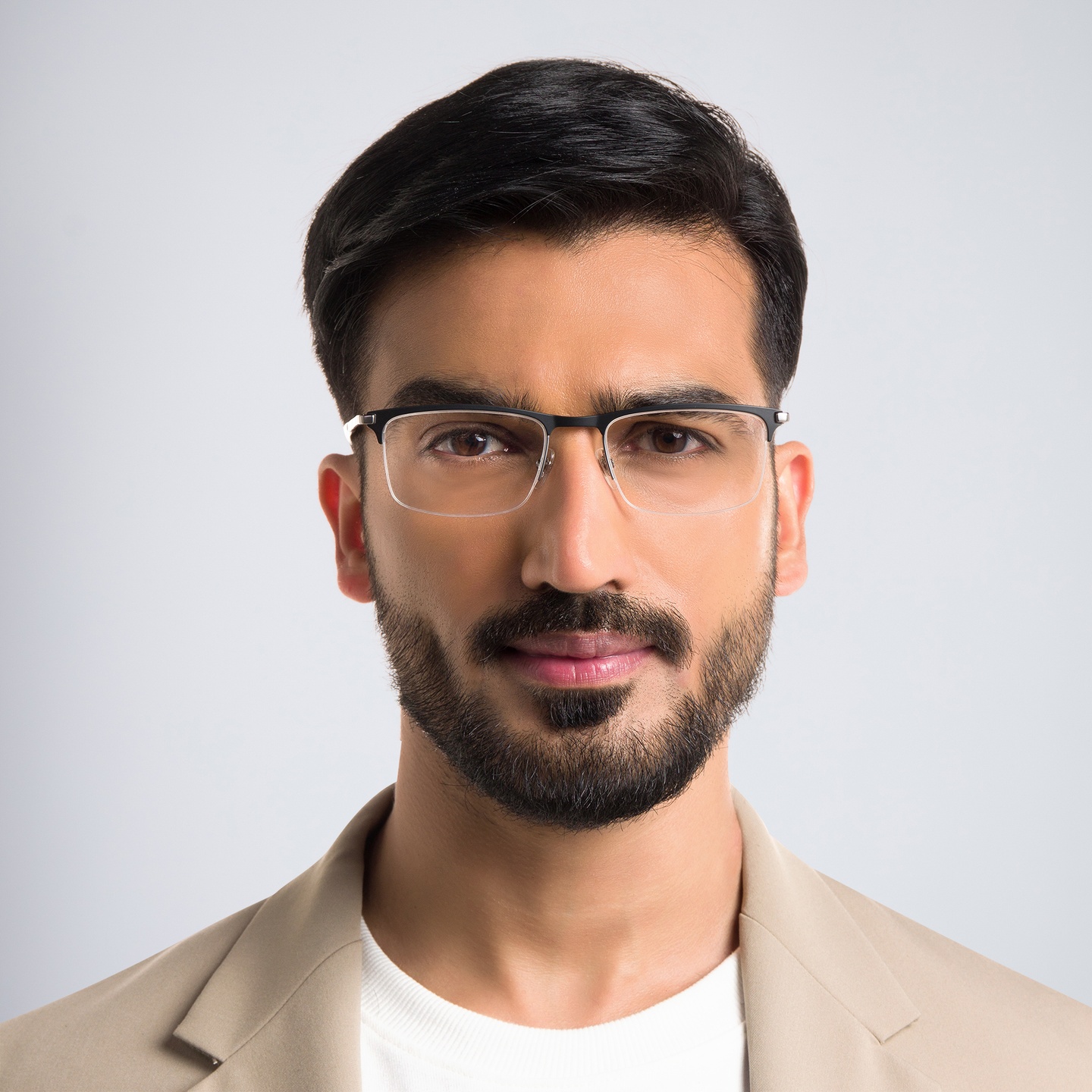 Shop EYE'M Half Rim Rectangle Eyeglasses in Black online.
