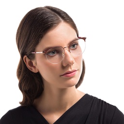 Shop EYE'M Half Rim Cat Eye Eyeglasses in Burgundy online.