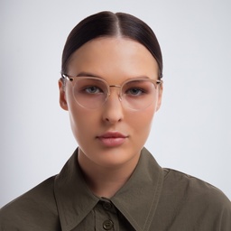 Shop EYE'M Half Rim Cat Eye Eyeglasses in Nude online.