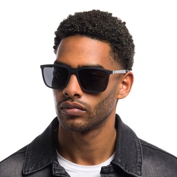Shop Emporio Armani Rectangle Sunglasses in Rubber Black online.