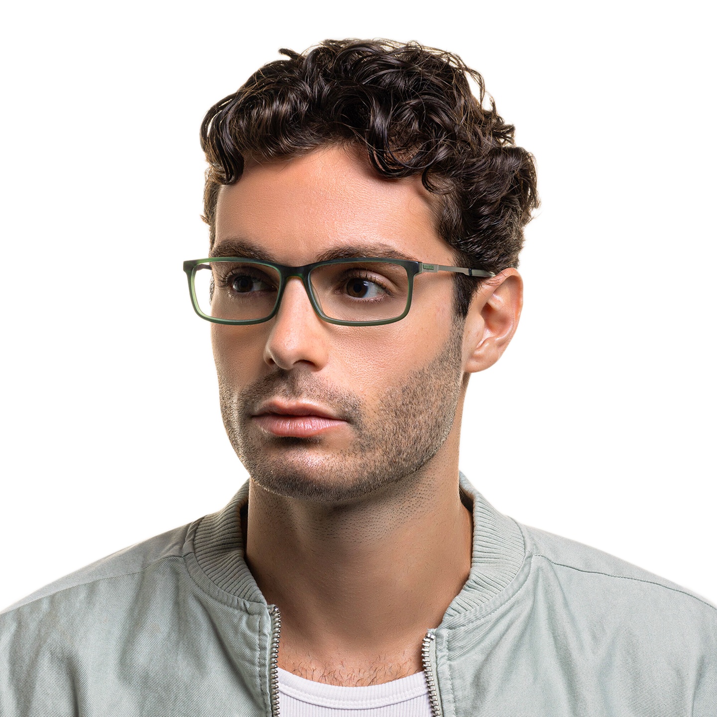 Shop EYE'M Wide Rectangle Eyeglasses in Green online.