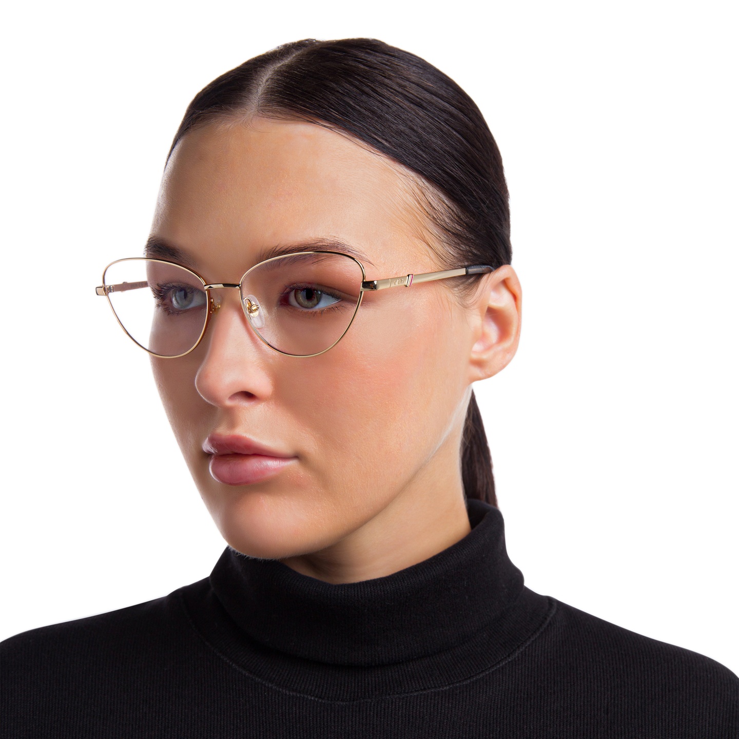 Shop EYE'M Wide Cat Eye Eyeglasses in Gold online.