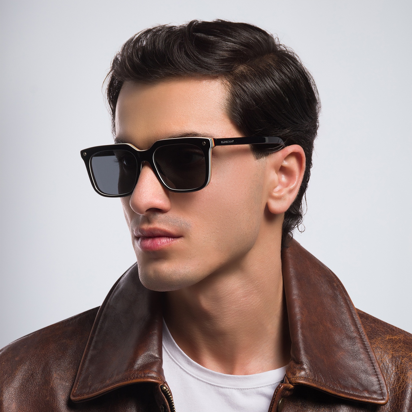 Shop BURBERRY Square Sunglasses in Black online.