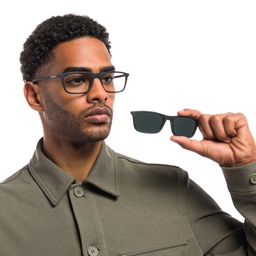 Shop Emporio Armani Rectangle Eyeglasses in Matte Black online.