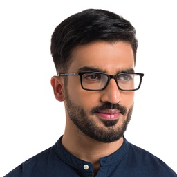 Shop EYE'M Rectangle Eyeglasses in Black & Blue online.