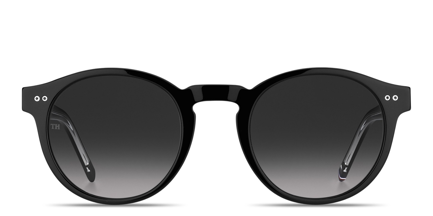 Shop Tommy Hilfiger Logo Lettering Panthos Sunglasses in Black online.