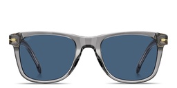 Shop Hugo Boss Logo Lettering Rectangle Sunglasses in Grey online.