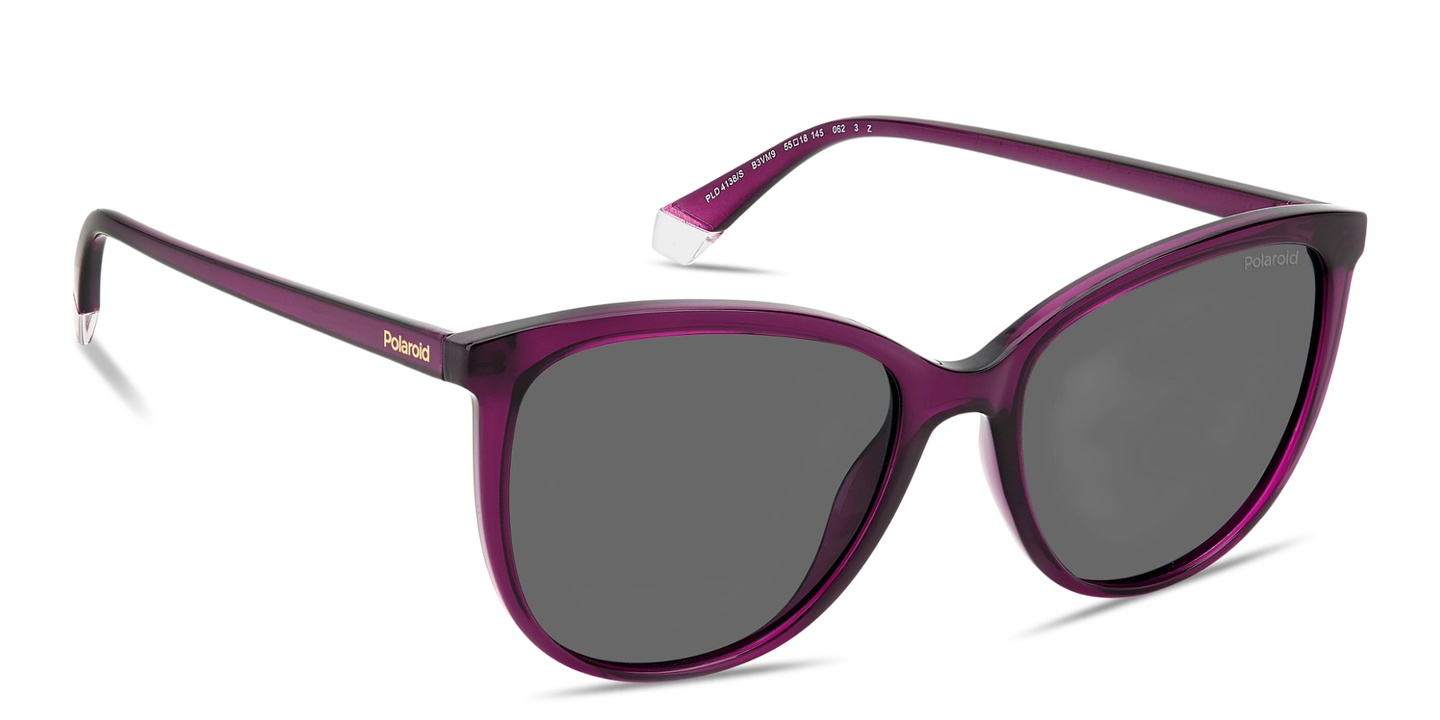 Shop Polaroid Logo Print Rectangle Sunglasses in Violet online.