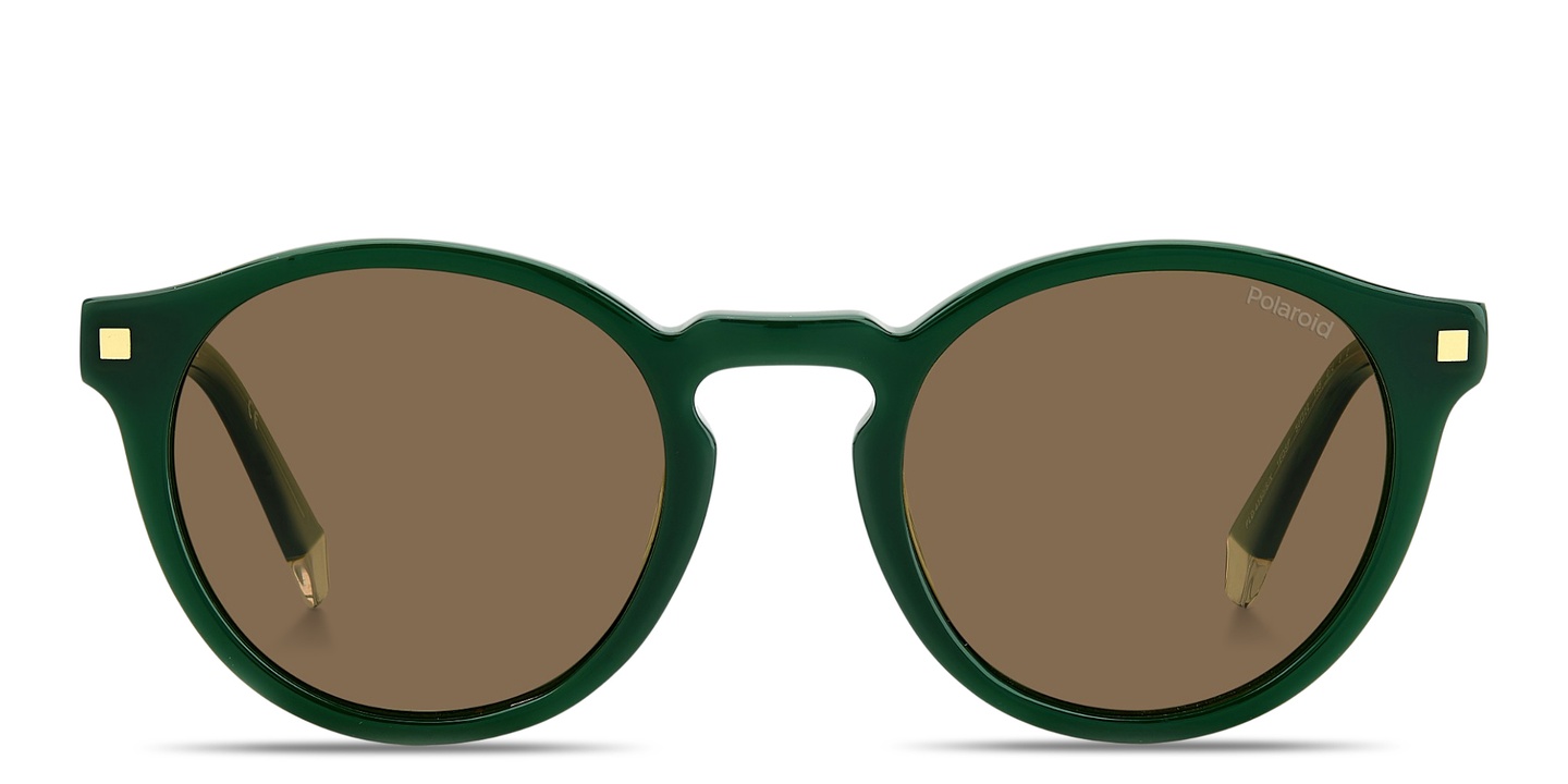 Shop Polaroid Logo Lettering Panthos Sunglasses in Green online.