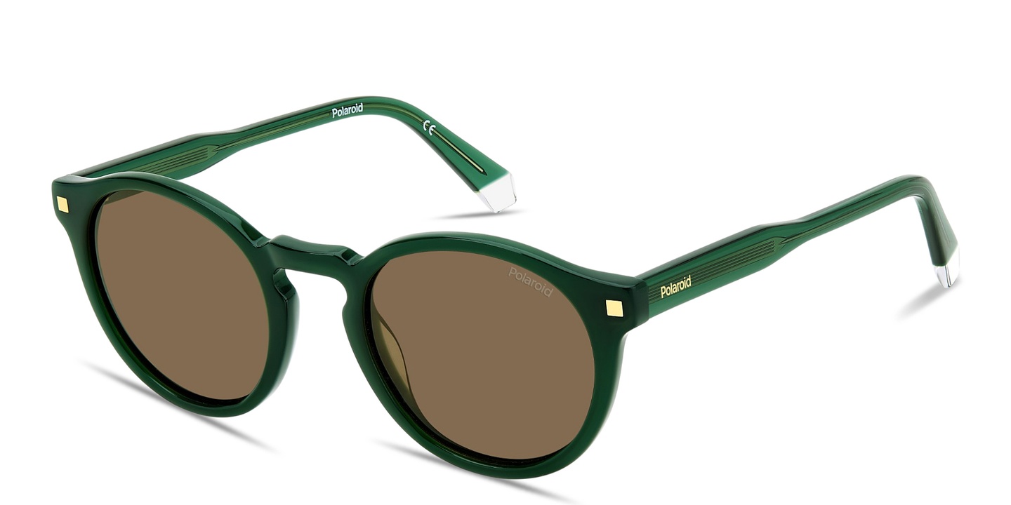 Shop Polaroid Logo Lettering Panthos Sunglasses in Green online.