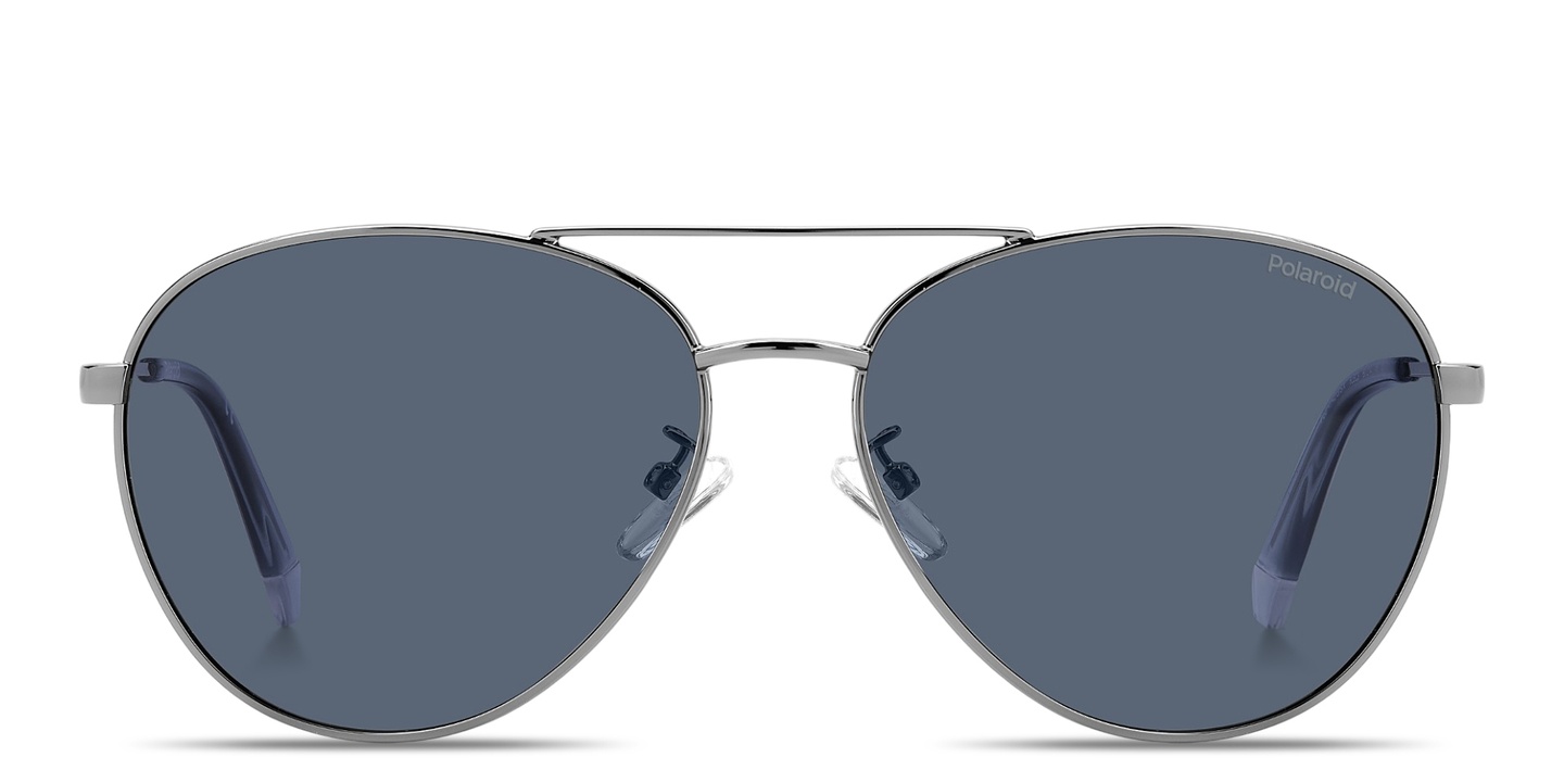 Shop Polaroid Engraved Logo Unisex Pilot Sunglasses in Ruthenium online.