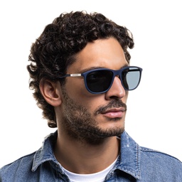Shop Emporio Armani Logo Pillow Sunglasses in Matte Blue online.