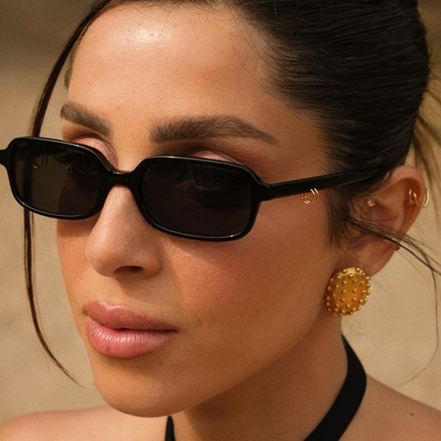 Shop TRICE Kaia Square Sunglasses in Black online.