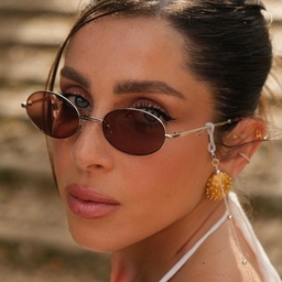 Shop TRICE Paloma Gold Ball Oval Sunglasses in Gold online.